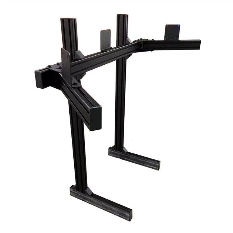 Triple Monitor Stand Sim Racing - Aluminiumprofil 4080, Mehrfach-Monitorhalterungen, Dreifach-Bildschirm-Aufhängearm, Bodenhalterung, Monitorständer