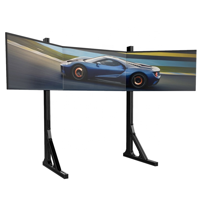 Triple Monitor Stand Sim Racing - Einzelmonitorhalterung VESA-Panel Bildschirmhalterarm Bodenständer Dreifach-Monitorständer für