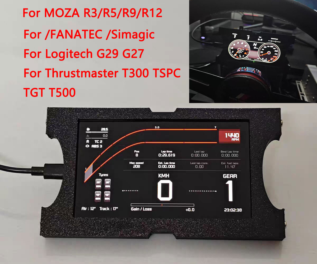 Sim Racing Dashboard Screen Display - Simracing Spiel Multifunktionales Armaturenbrett Armaturenbrett 5-Zoll-IPS-Bildschirmanzeige