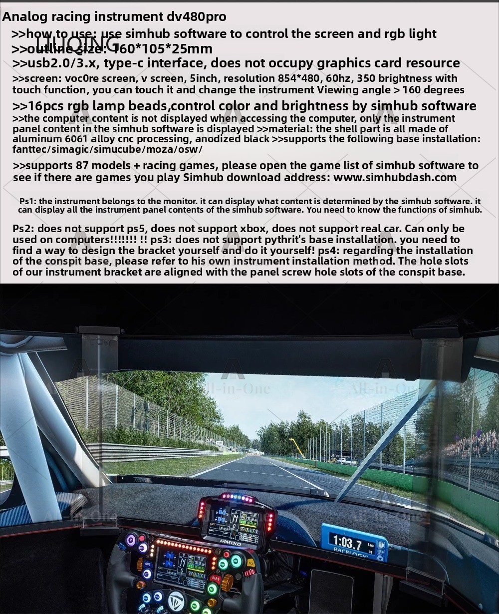 DV480 PRO DH480 PRO Armaturenb – Sim Racing Dashboard Screen Display Bewertung und Preis